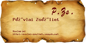 Pávlai Zsüliet névjegykártya